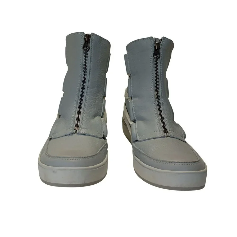 MCND Shoes High-Top Sneakers Zipper Detail & Lace-Up Back In Light Gray SZ 9 US